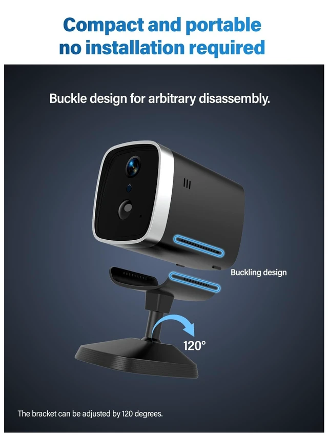 Alt view image 5 of 5 - ZHIXIAOYI 4G LTE Cellular Security Camera,Not Support WiFi SIM Card Included,PIR Motion Detection,2K Security Camera,20-Day Standby Battery Life,Night Vision,Easy Connectivity of APP