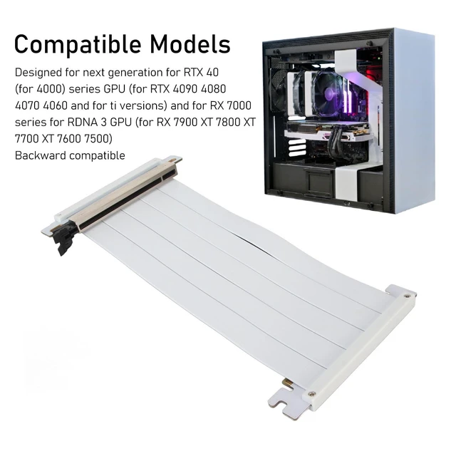 Alt view image 3 of 5 - Ultra PCIE 4.0 X16 Riser Cable, High Speed Flexible Extender Card Extension Port, 180 Degree Adapter, GPU Extension Cable for Graphics Card Vertical Mount for RTX 4090 RX 7900