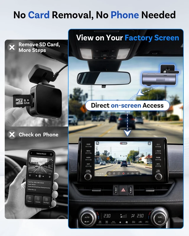 Alt view image 4 of 5 - OTTOCAST Dash Camera for Cars, Wireless CarPlay, Factory Screen Playback