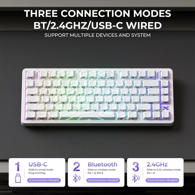 Alt view image 4 of 5 - XVX L75 Air 75% Low Profile Wireless Mechanical Keyboard, Hot-Swap, White