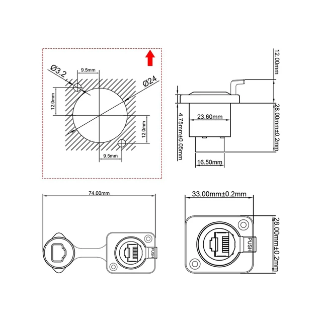 Alt view image 3 of 5 - DvnJok 5-Pack RJ45 D-Type Panel Mount Ethernet Coupler, Female to Female Straight Through, Cat6/Cat5e/Cat5 Compatible with Dust Cover and Mounting Hardware (5-Pack Silver & Black)