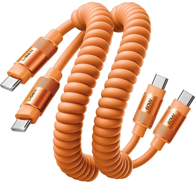 Main image of LISEN Coiled USB C to USB C Cable 2 Pack 60W Fast Charging Cord