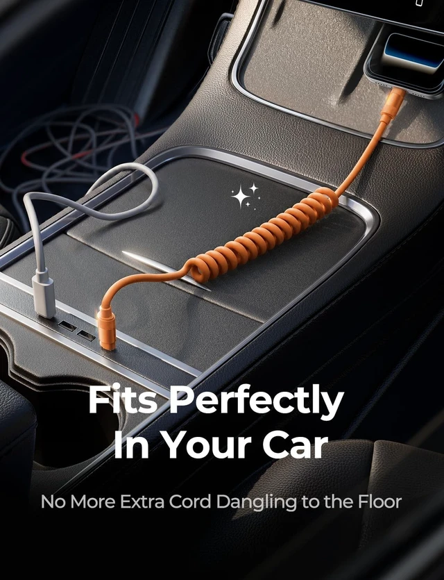 Alt view image 4 of 5 - LISEN Coiled USB C to USB C Cable 2 Pack 60W Fast Charging Cord
