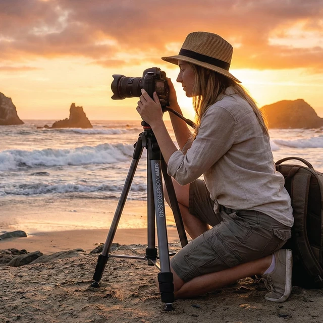 Alt view image 4 of 5 - Sunpak VideoPRO 62" Aluminum Camera Tripod with Phone Mounts & Carry Bag