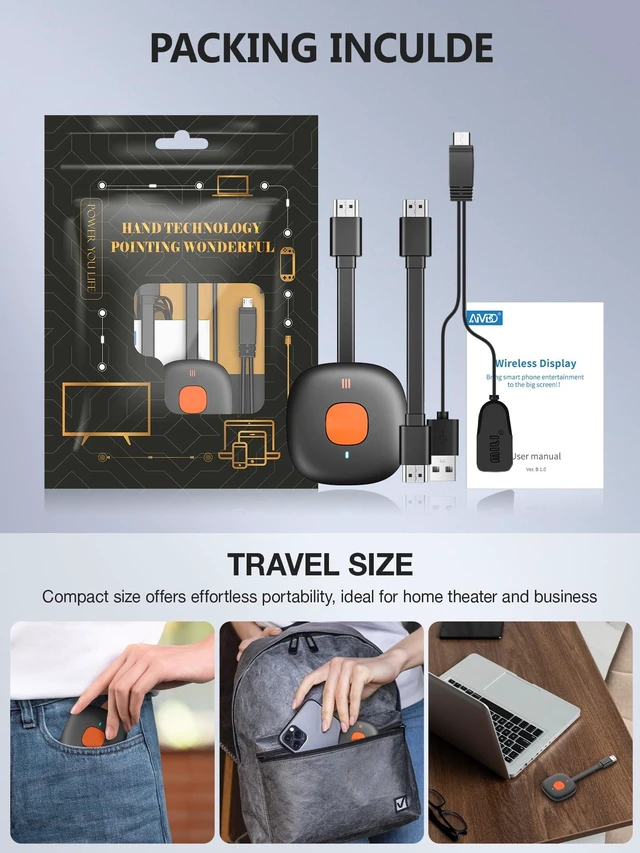Alt view image 5 of 5 - Wireless HDMI Display Dongle Adapter 4K, TIMBOOTECH WiFi HDMI Dongle Adapter Casting Video Receiver for Phone/Pad/OS/Android/PC/MacOS to TV/Projector/Monitor, Support Miracast, DLNA, Airplay