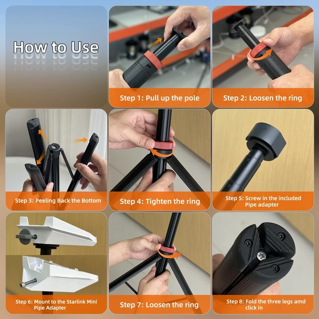 Alt view image 5 of 5 - Starlink Mini Tripod Stand Adjustable Height 2.8FT for Travel and Camping