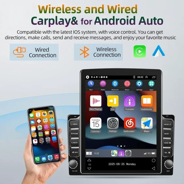 Alt view image 2 of 5 - Andorid 13 Car Stereo for Ford E-150/E-250 2005-2014,for Ford E-350 Super Duty 2005-2019,9.7 Inch Touch Screen Radio with Wireless CarPlay/Android Auto 2Din GPS Bluetooth FM Backup Camera,2+32G