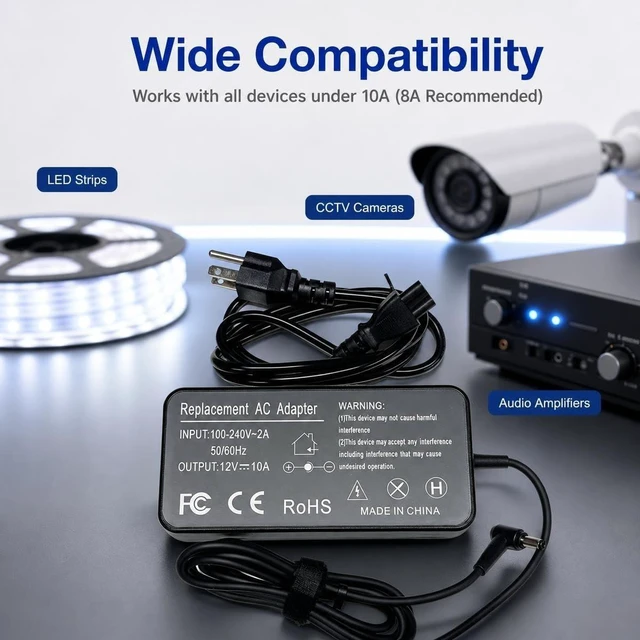 Alt view image 4 of 5 - KAQIAR 120W 12V 10A DC Power Supply Adapter for LED & Electronic Devices