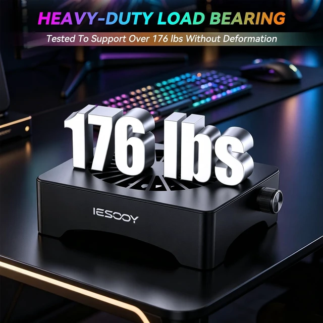 Alt view image 5 of 5 - Iesooy Aluminum Cooling Stand, Quiet 120mm 12V Fan with ARGB Light
