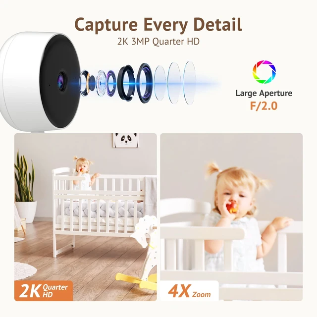 Alt view image 2 of 5 - Girafit 3MP 2K Indoor Camera 5GHz & 2.4GHz,Indoor Home Security Cameras for Baby/Elder/Dog/Pet Camera with Phone app, Motion Detection, 2-Way Talk, US Cloud & SD Card Storage