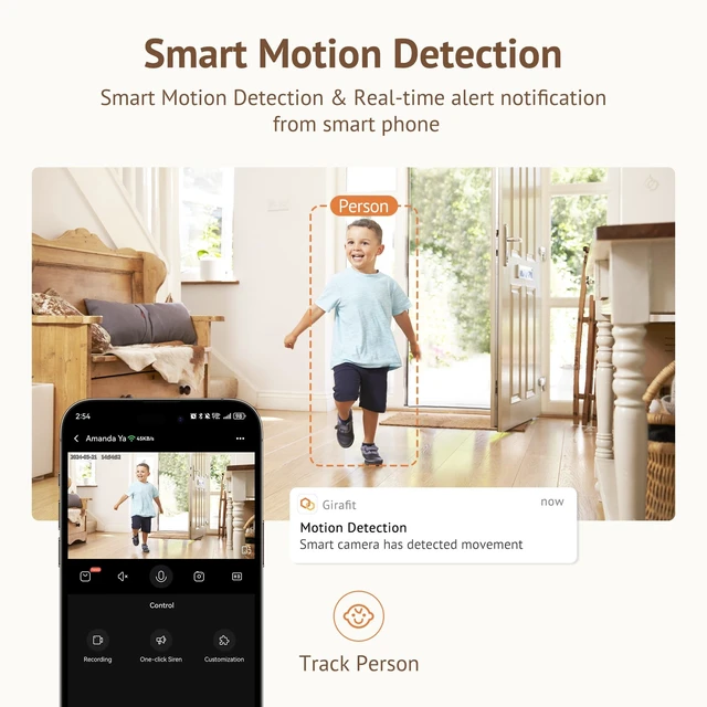 Alt view image 5 of 5 - Girafit 3MP 2K Indoor Camera 5GHz & 2.4GHz,Indoor Home Security Cameras for Baby/Elder/Dog/Pet Camera with Phone app, Motion Detection, 2-Way Talk, US Cloud & SD Card Storage