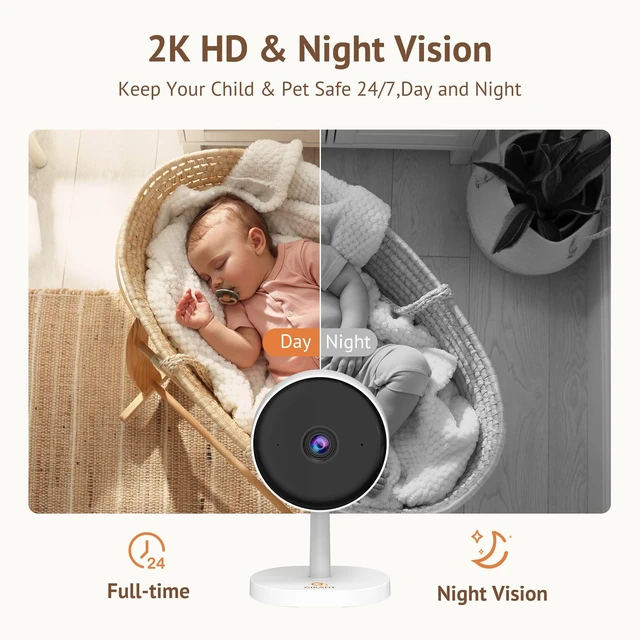 Alt view image 3 of 5 - Girafit 3MP 2K Indoor Camera 5GHz & 2.4GHz,Indoor Home Security Cameras for Baby/Elder/Dog/Pet Camera with Phone app, Motion Detection, 2-Way Talk, US Cloud & SD Card Storage