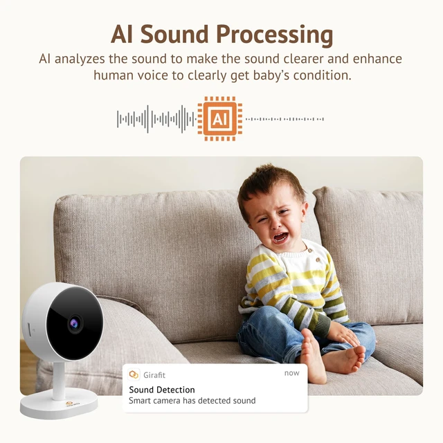 Alt view image 4 of 5 - Girafit 3MP 2K Indoor Camera 5GHz & 2.4GHz,Indoor Home Security Cameras for Baby/Elder/Dog/Pet Camera with Phone app, Motion Detection, 2-Way Talk, US Cloud & SD Card Storage