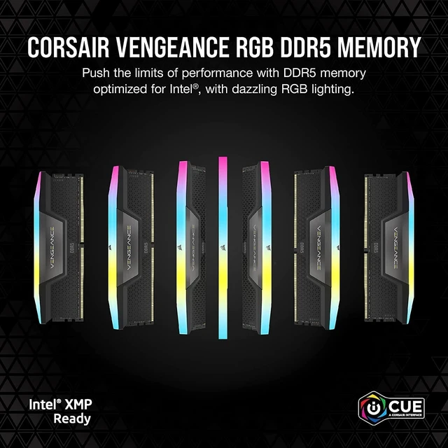 Alt view image 2 of 5 - CORSAIR Vengeance RGB DDR5 RAM 32GB (2x16GB) Up to 6000MHz CL36-44-44-96 1.35V Intel XMP 3.0 Computer Memory Black (CMH32GX5M2E6000C36)