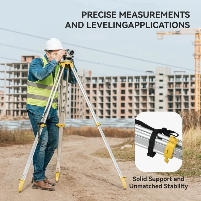 Alt view image 2 of 5 - SingularXYZ Aluminum Surveying Tripod, Heavy Duty Construction Transit Tripod with Quick Clamp, 5/8-Inch-11 Threaded Flat Head for RTK Base Station, Total Station & Laser Level