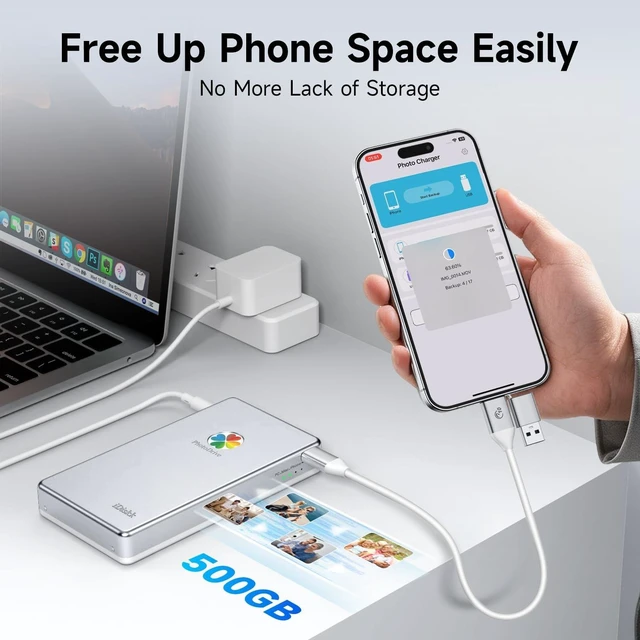 Alt view image 3 of 5 - iDiskk 500GB External Hard Drive USB Photo Memory Stick for Phone Mac PC