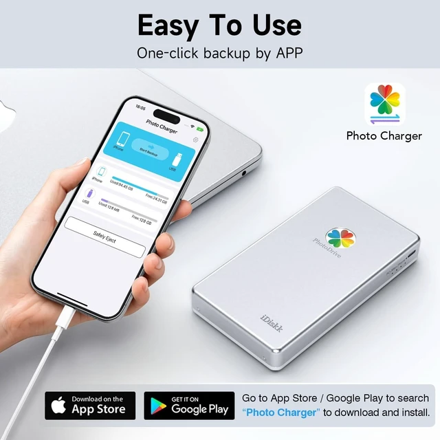 Alt view image 4 of 5 - iDiskk 500GB External Hard Drive USB Photo Memory Stick for Phone Mac PC
