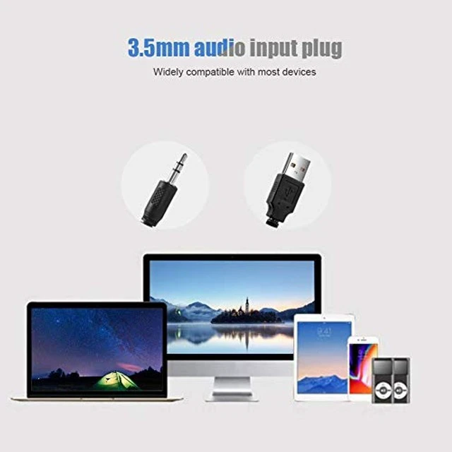Alt view image 3 of 5 - Bewinner USB Wired Soundbar, 3.5mm Stereo Soundbar Music Player Bass Surround Sound Box for Desktop Laptop TV Smartphone Tablet PC MP3 MP4, Portable Subwoofer Home Audio Speakers(Black)