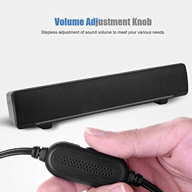 Alt view image 4 of 5 - Bewinner USB Wired Soundbar, 3.5mm Stereo Soundbar Music Player Bass Surround Sound Box for Desktop Laptop TV Smartphone Tablet PC MP3 MP4, Portable Subwoofer Home Audio Speakers(Black)