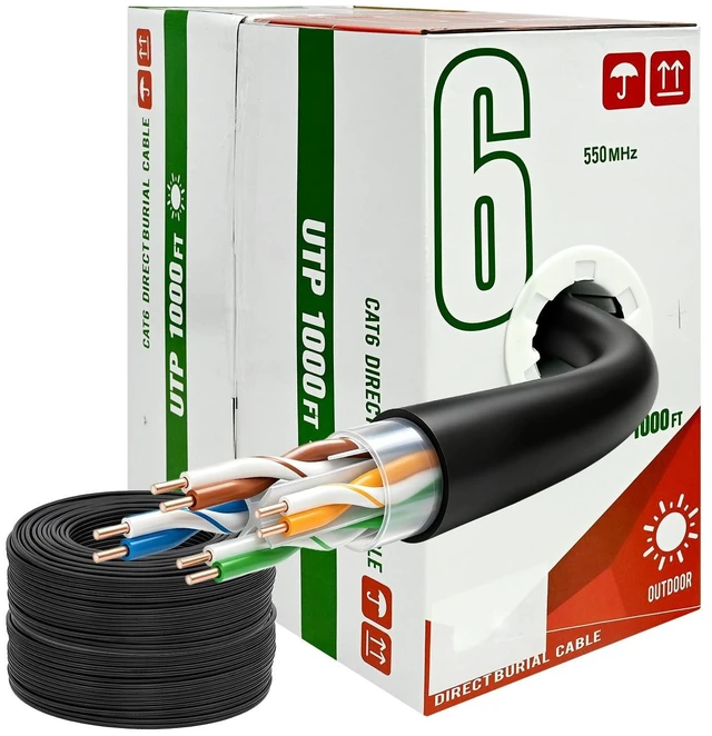 Main image of UltraPoE Cat6 Direct Burial Ethernet Cable 1000ft, UTP, Outdoor Waterproof