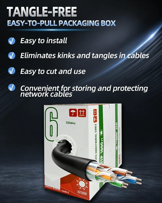 Alt view image 4 of 5 - UltraPoE Cat6 Direct Burial Ethernet Cable 1000ft, UTP, Outdoor Waterproof