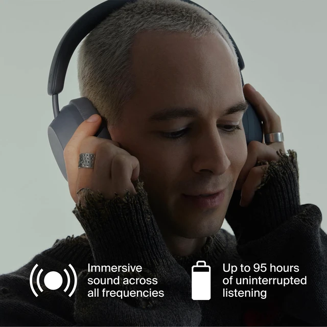 Alt view image 2 of 5 - Clemm Preset Wireless Over-Ear Headphones, 95H Playtime, Bluetooth, 40mm Drivers, Built-in Mic, Memory Foam Earcups, Aux Cable Included, Foldable Design, Graphite