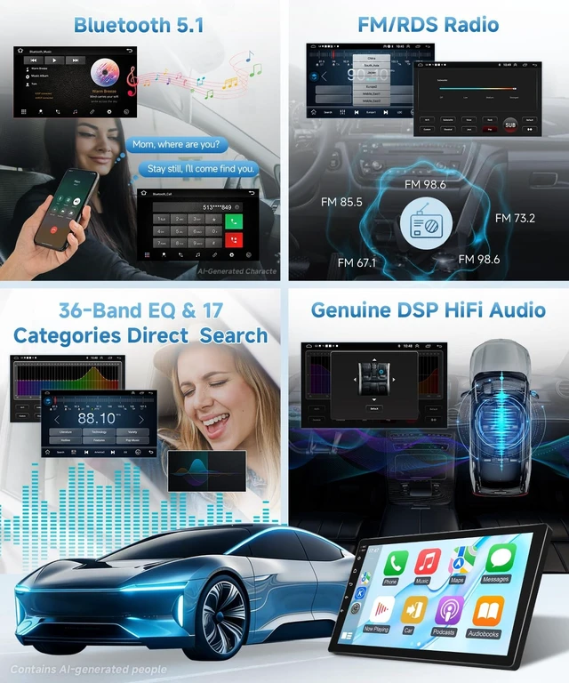 Alt view image 5 of 5 - Wadpon Android 15 Radio for Honda Civic 2006-2011 with GPS Large Nav Screen