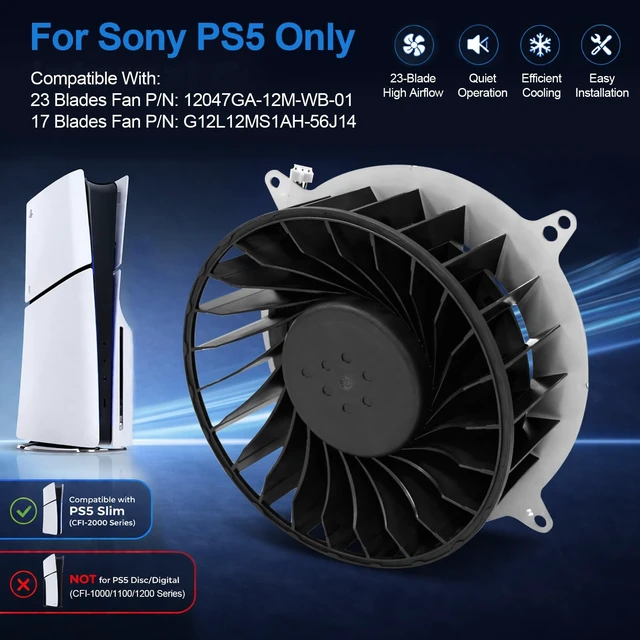 Alt view image 2 of 5 - Internal CPU Cooling Fan Cooler Replacement Parts with Tools for Sony PlayStation 5 PS5 Series,New PS5 CPU Cooler Fan 23 Blades