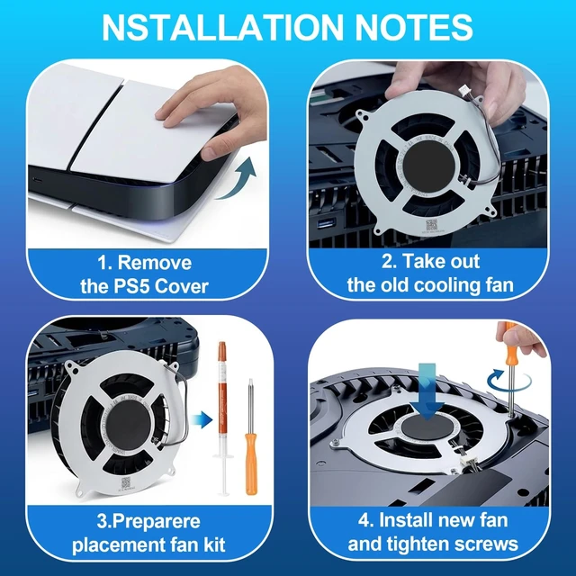 Alt view image 4 of 5 - Internal CPU Cooling Fan Cooler Replacement Parts with Tools for Sony PlayStation 5 PS5 Series,New PS5 CPU Cooler Fan 23 Blades