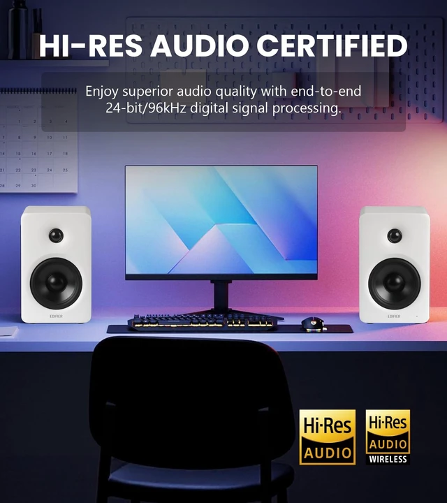 Alt view image 3 of 5 - Edifier M90 Computer Speakers, 100W RMS Desktop Speakers, White