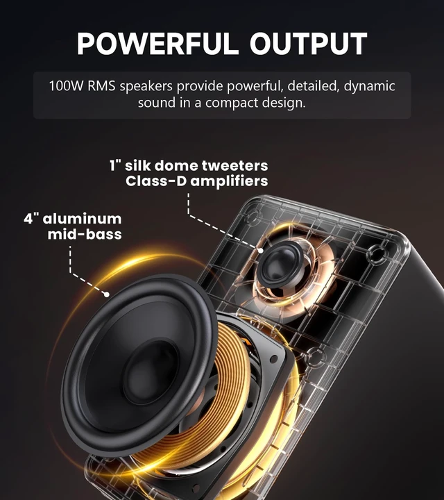 Alt view image 2 of 5 - Edifier M90 Computer Speakers, 100W RMS Desktop Speakers, White