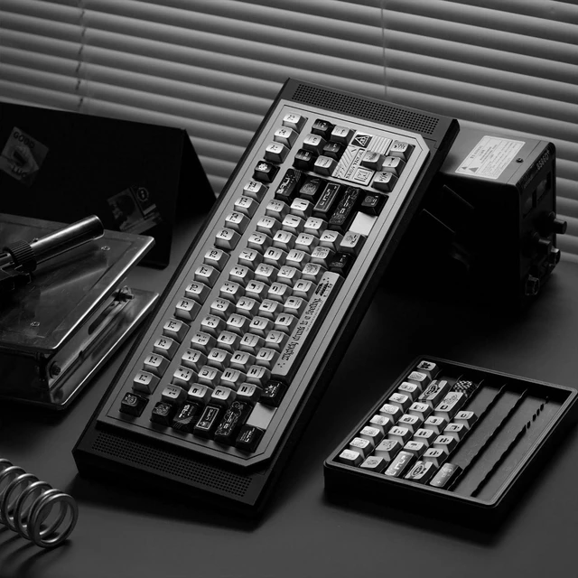 Alt view image 2 of 5 - TIMSEKER 128-Key Black and Sliver Keycaps Set, Cherry Profile Keycaps