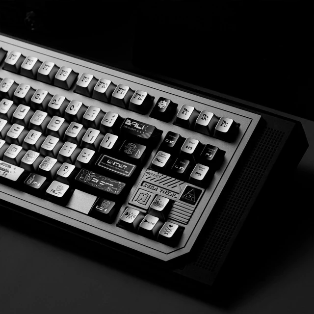Alt view image 3 of 5 - TIMSEKER 128-Key Black and Sliver Keycaps Set, Cherry Profile Keycaps