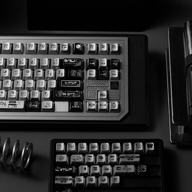 Alt view image 4 of 5 - TIMSEKER 128-Key Black and Sliver Keycaps Set, Cherry Profile Keycaps