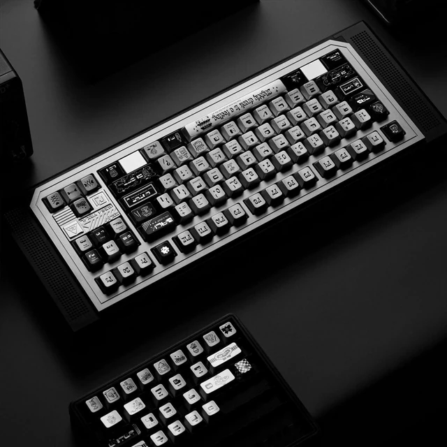 Alt view image 5 of 5 - TIMSEKER 128-Key Black and Sliver Keycaps Set, Cherry Profile Keycaps