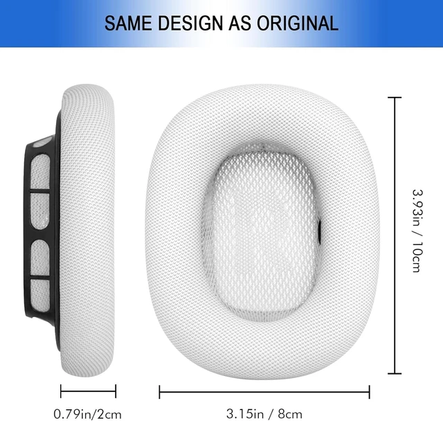 Alt view image 4 of 4 - Replacements Earpad Covers for Airpod Max Headphones - Durable Mesh and Magnetic Connection (White)