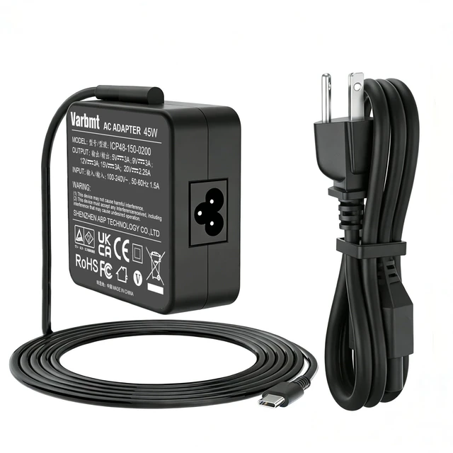 Main image of Varbmt 45W USB C Laptop Charger for Lenovo ThinkPad T14 T14s T15 T16 T480 T480s T490 T490s T495s T570 T580s T590 Acer Chromebook 315 311 CP311 CP315 CB311 CB315 Asus Chromebook Flip C523 C5