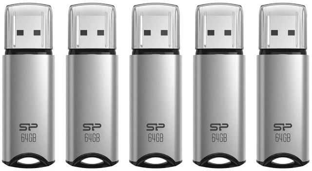 Main image of Silicon Power 5 Pack 64GB USB Flash Drive Thumb Drive Memory Stick Marvel M02 Aluminum