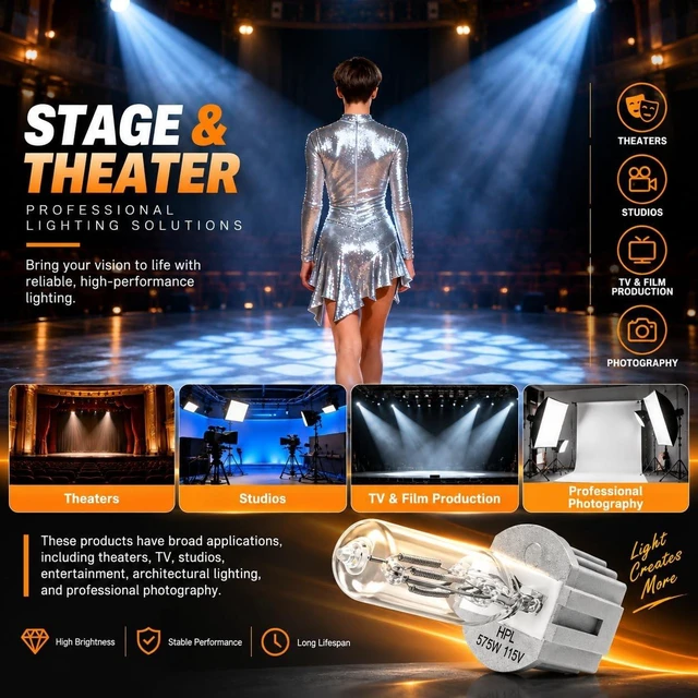 Alt view image 4 of 5 - HPL 575/115/X 54807 Halogen Bulbs 10 Pack, 575W 115V T6, G9.5 Stage Lamp