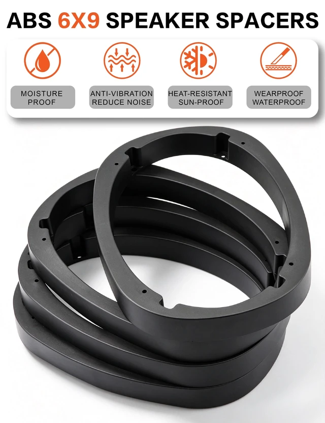 Alt view image 2 of 5 - Ingoulut 2Pairs 6x9 Car Speaker Spacer Ring Adapter with 18Pcs M5*20 Screws