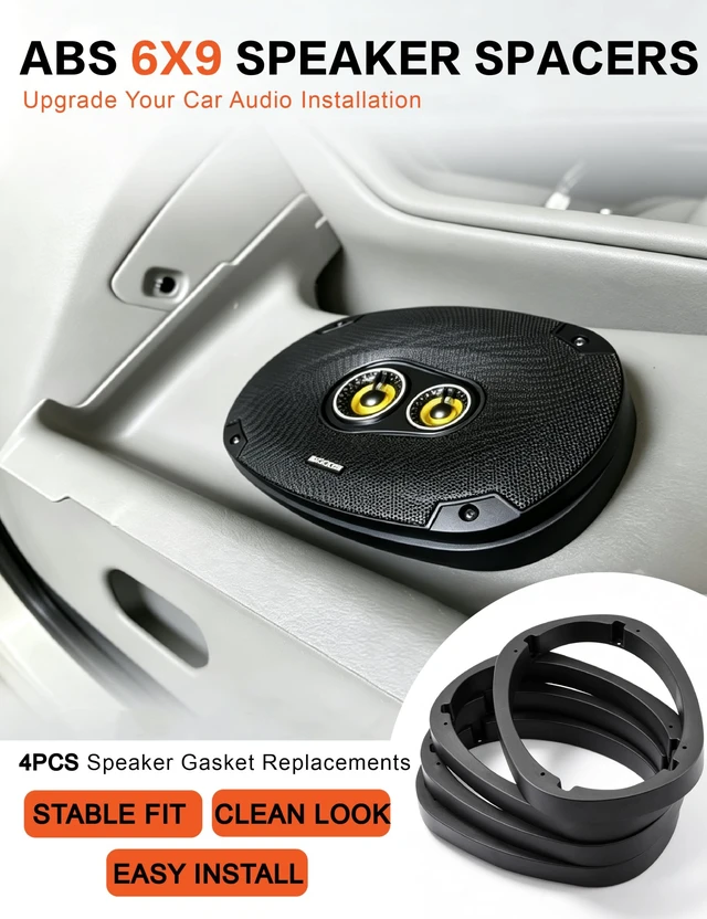 Alt view image 5 of 5 - Ingoulut 2Pairs 6x9 Car Speaker Spacer Ring Adapter with 18Pcs M5*20 Screws