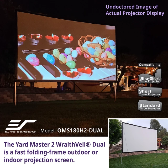 Alt view image 3 of 5 - Elite Screens 100-inch Wraith Veil DUAL, 16:9, 0.8 Gain, 150 Viewing Angle, Front & Rear Projection Screen, Yardmaster 2 OMS100H2-Dual