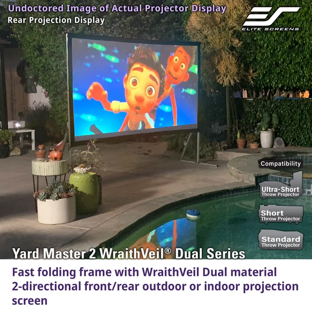 Alt view image 4 of 5 - Elite Screens 100-inch Wraith Veil DUAL, 16:9, 0.8 Gain, 150 Viewing Angle, Front & Rear Projection Screen, Yardmaster 2 OMS100H2-Dual