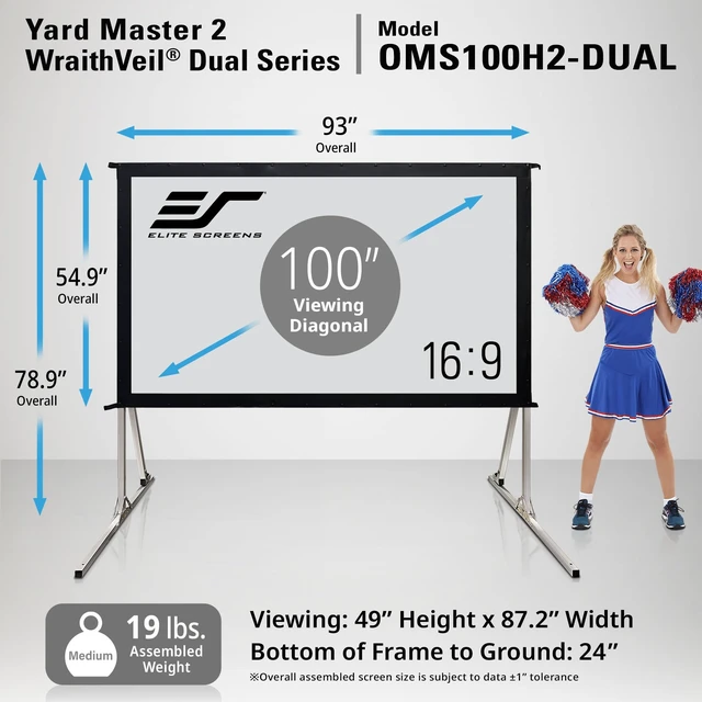 Alt view image 5 of 5 - Elite Screens 100-inch Wraith Veil DUAL, 16:9, 0.8 Gain, 150 Viewing Angle, Front & Rear Projection Screen, Yardmaster 2 OMS100H2-Dual