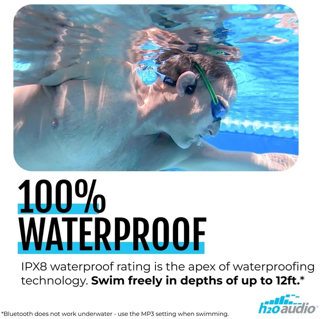 Alt view image 2 of 5 - H2O Audio TRI 2 Multisport Waterproof Bone Conduction Open Ear Headphones, Bluetooth 5.3 for Running and Cycling, MP3 Mode for Swimming, 8GB Memory, 8.5-Hour Battery, Black/Blue