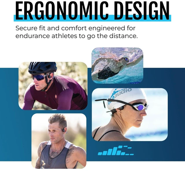 Alt view image 3 of 5 - H2O Audio TRI 2 Multisport Waterproof Bone Conduction Open Ear Headphones, Bluetooth 5.3 for Running and Cycling, MP3 Mode for Swimming, 8GB Memory, 8.5-Hour Battery, Black/Blue