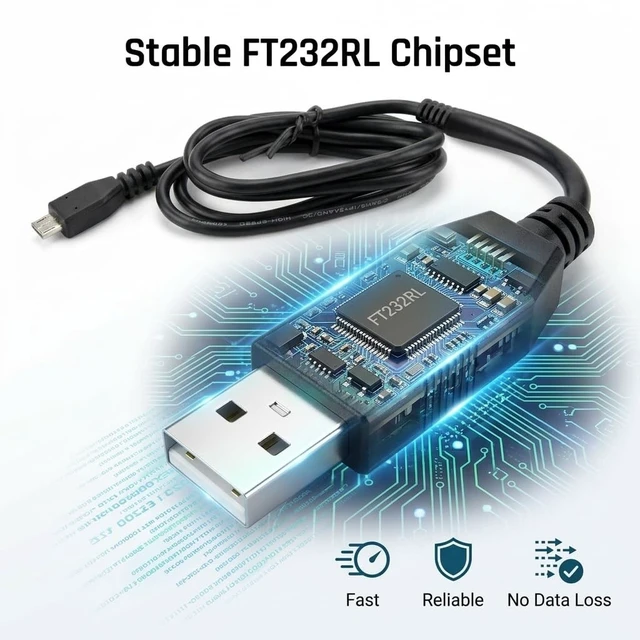 Alt view image 3 of 5 - Pidwaok USB to Micro USB RS232 Cable FT232RL Chip, 1M Serial Debugging & Communication Cable