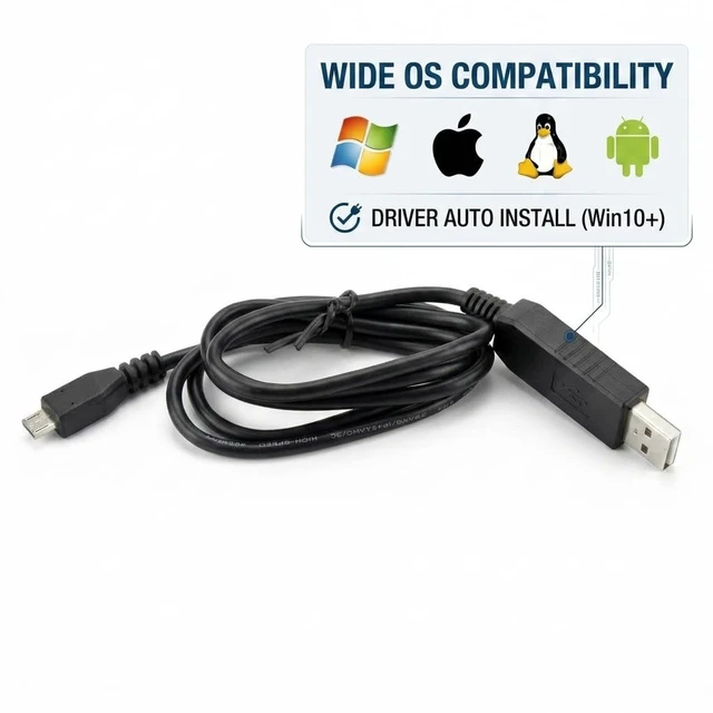 Alt view image 4 of 5 - Pidwaok USB to Micro USB RS232 Cable FT232RL Chip, 1M Serial Debugging & Communication Cable