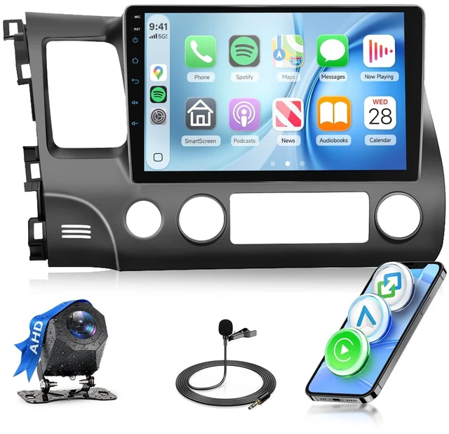 Main image of Car Stereo for Honda Civic 2006-2011,10.1 Inch IPS Touchscreen with Wireless Carplay Android Auto, Mirror Link, Bluetooth, DSP, FM/RDS Radio, USB, SWC, Color Backlight,Camera