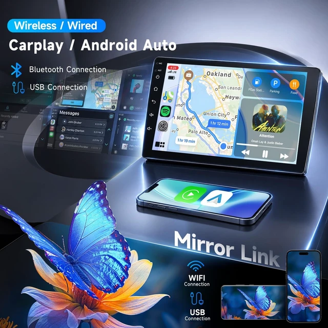Alt view image 2 of 5 - Car Stereo for Honda Civic 2006-2011,10.1 Inch IPS Touchscreen with Wireless Carplay Android Auto, Mirror Link, Bluetooth, DSP, FM/RDS Radio, USB, SWC, Color Backlight,Camera